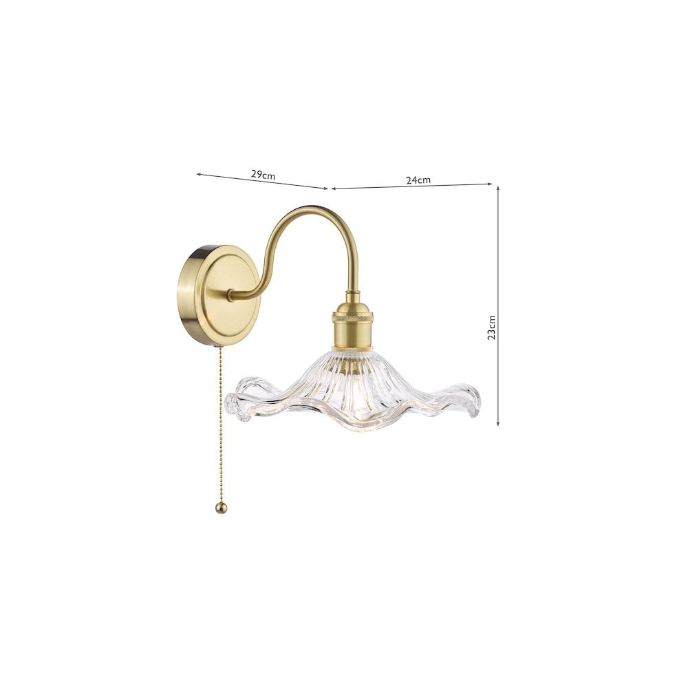 HAD0740-12 Hadano Wall Light Natural Brass and Wavy Glass