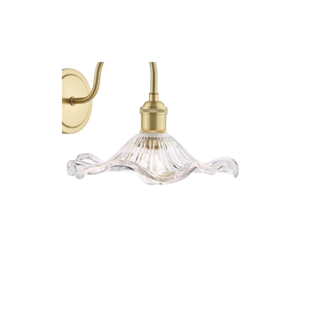 HAD0740-12 Hadano Wall Light Natural Brass and Wavy Glass