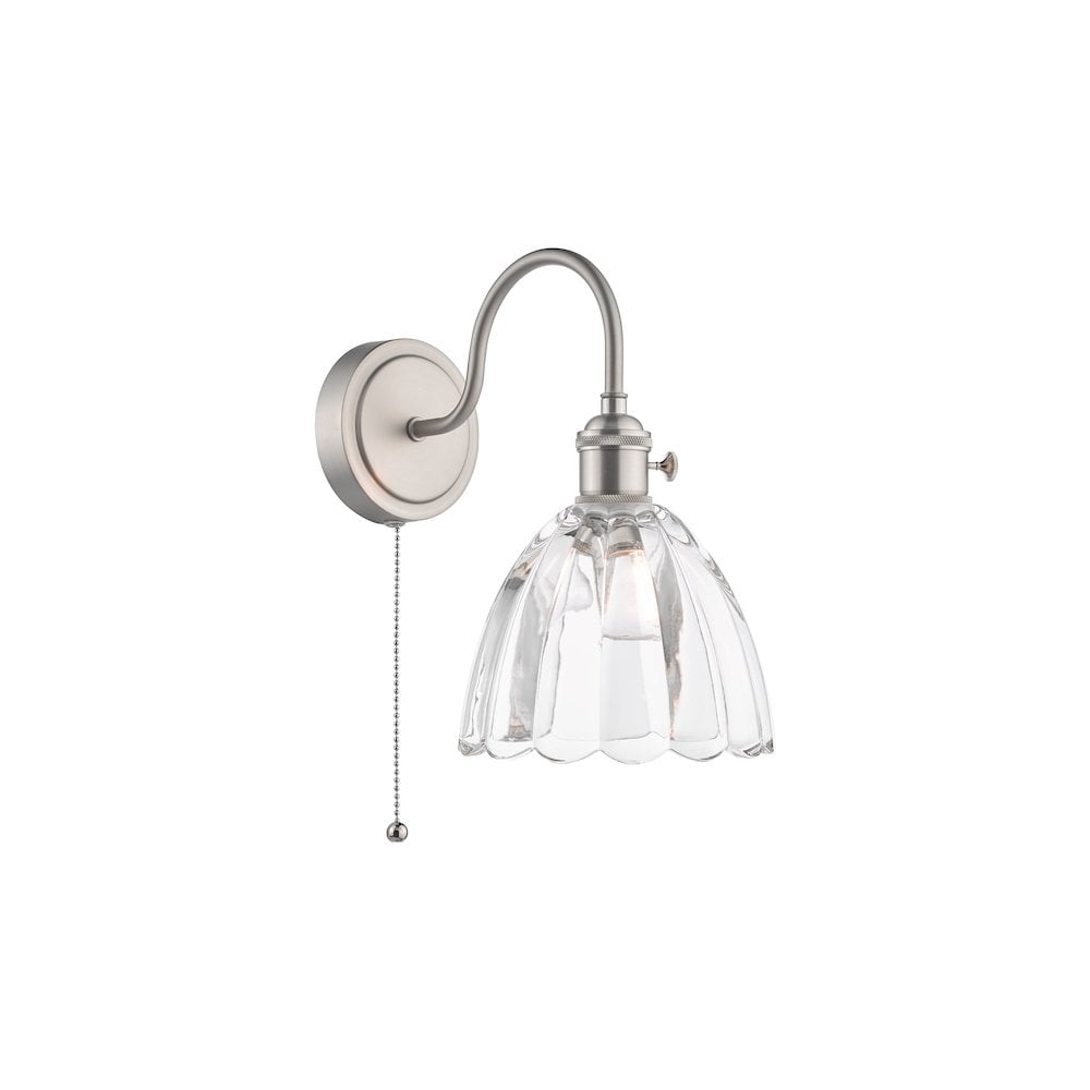 HAD0761-11 Hadano Wall Light Antique Chrome and Scalloped Bell Glass