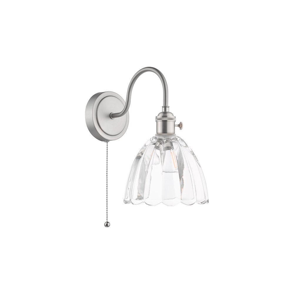 HAD0761-11 Hadano Wall Light Antique Chrome and Scalloped Bell Glass