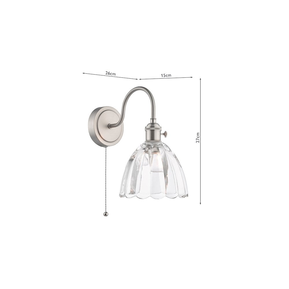 HAD0761-11 Hadano Wall Light Antique Chrome and Scalloped Bell Glass