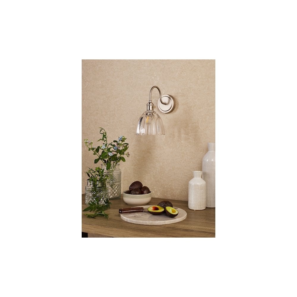 HAD0761-11 Hadano Wall Light Antique Chrome and Scalloped Bell Glass