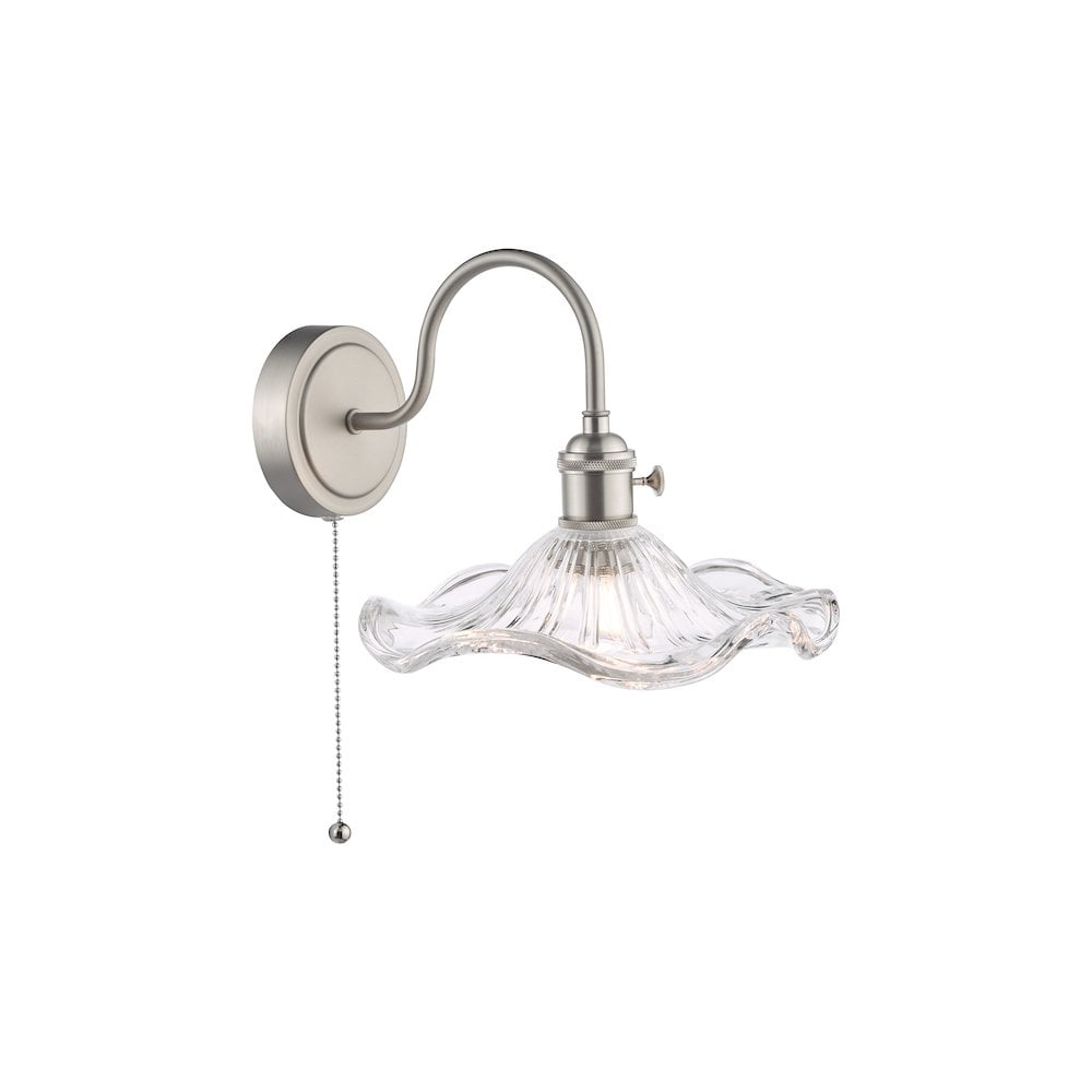 HAD0761-12 Hadano Wall Light Antique Chrome and Wavy Glass