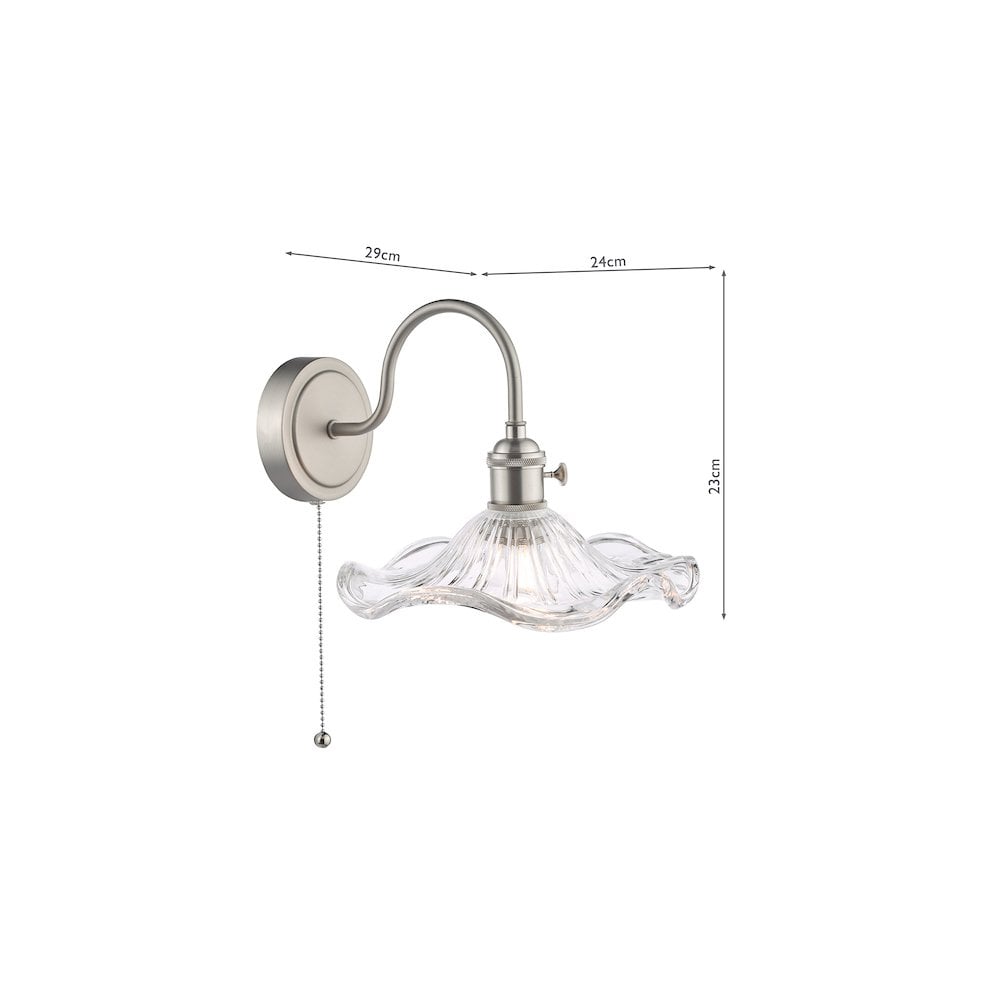 HAD0761-12 Hadano Wall Light Antique Chrome and Wavy Glass
