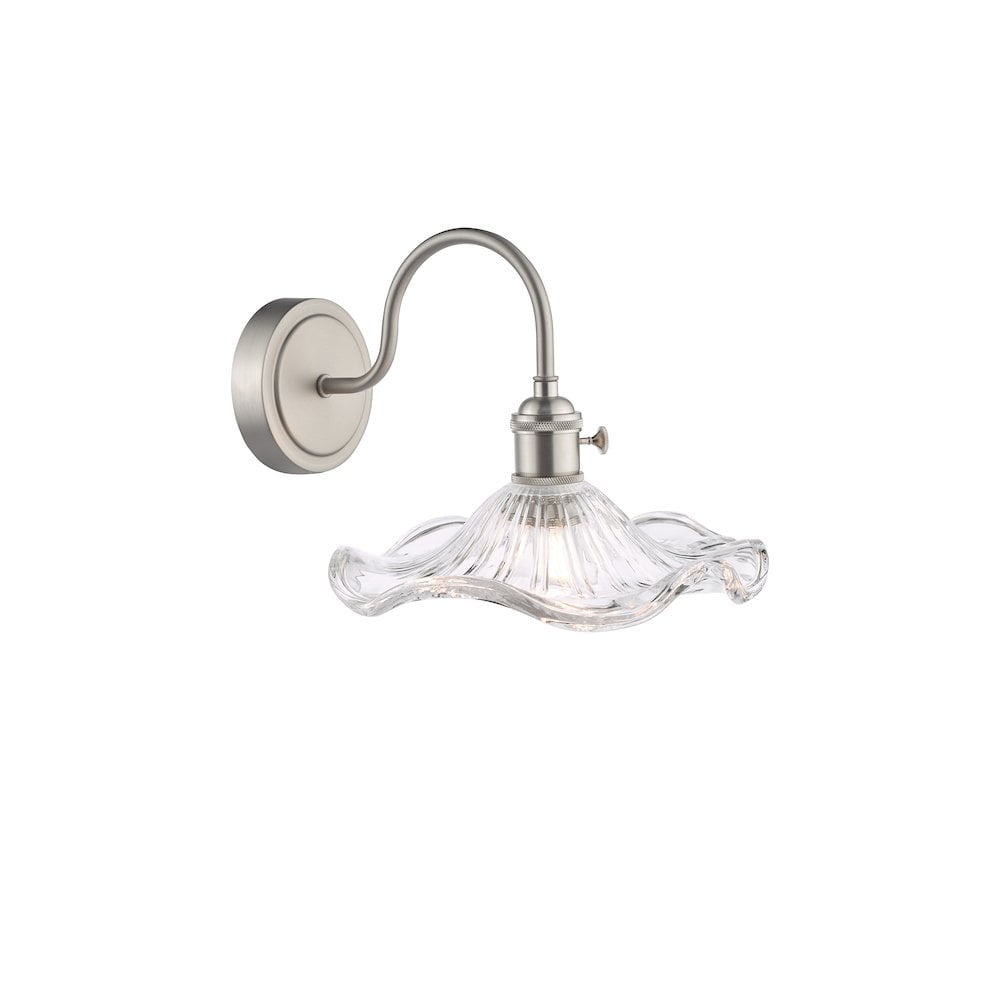 HAD0761-12 Hadano Wall Light Antique Chrome and Wavy Glass