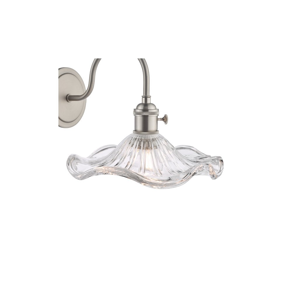 HAD0761-12 Hadano Wall Light Antique Chrome and Wavy Glass