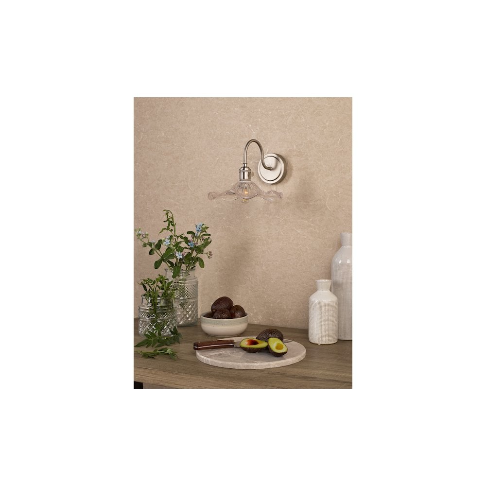 HAD0761-12 Hadano Wall Light Antique Chrome and Wavy Glass