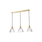 HAD3640-11 Hadano 3 Light Bar Pendant Natural Brass and Scalloped Bell Glass