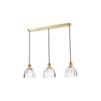 HAD3640-11 Hadano 3 Light Bar Pendant Natural Brass and Scalloped Bell Glass