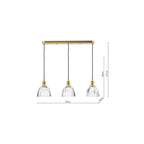 HAD3640-11 Hadano 3 Light Bar Pendant Natural Brass and Scalloped Bell Glass