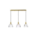 HAD3640-11 Hadano 3 Light Bar Pendant Natural Brass and Scalloped Bell Glass