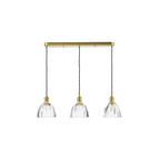 HAD3640-11 Hadano 3 Light Bar Pendant Natural Brass and Scalloped Bell Glass