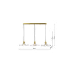 HAD3640-12 Hadano 3 Light Bar Pendant Natural Brass and Wavy Glass