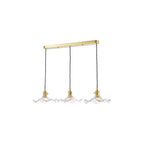 HAD3640-12 Hadano 3 Light Bar Pendant Natural Brass and Wavy Glass