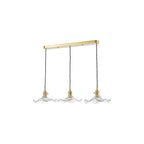 HAD3640-12 Hadano 3 Light Bar Pendant Natural Brass and Wavy Glass