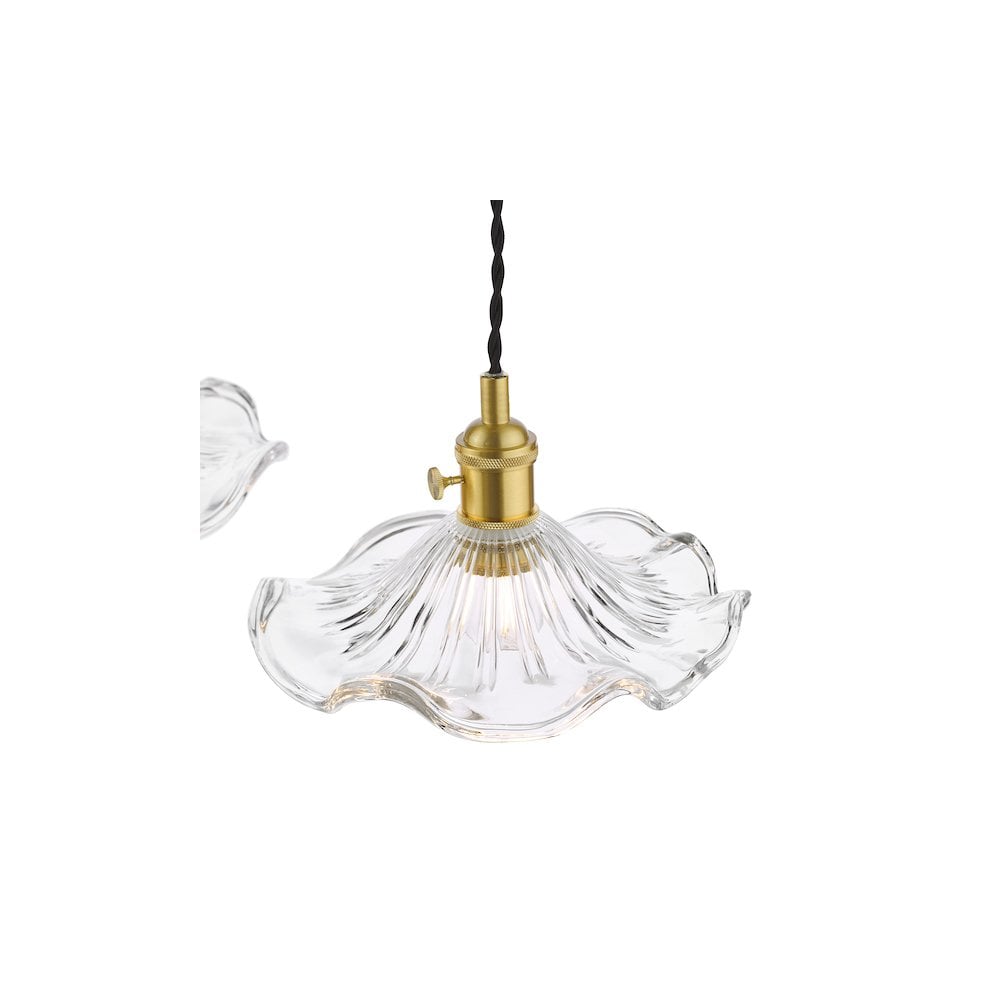 HAD3640-12 Hadano 3 Light Bar Pendant Natural Brass and Wavy Glass