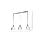HAD3661-11 Hadano 3 Light Bar Pendant Antique Chrome and Scalloped Bell Glass