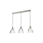HAD3661-11 Hadano 3 Light Bar Pendant Antique Chrome and Scalloped Bell Glass