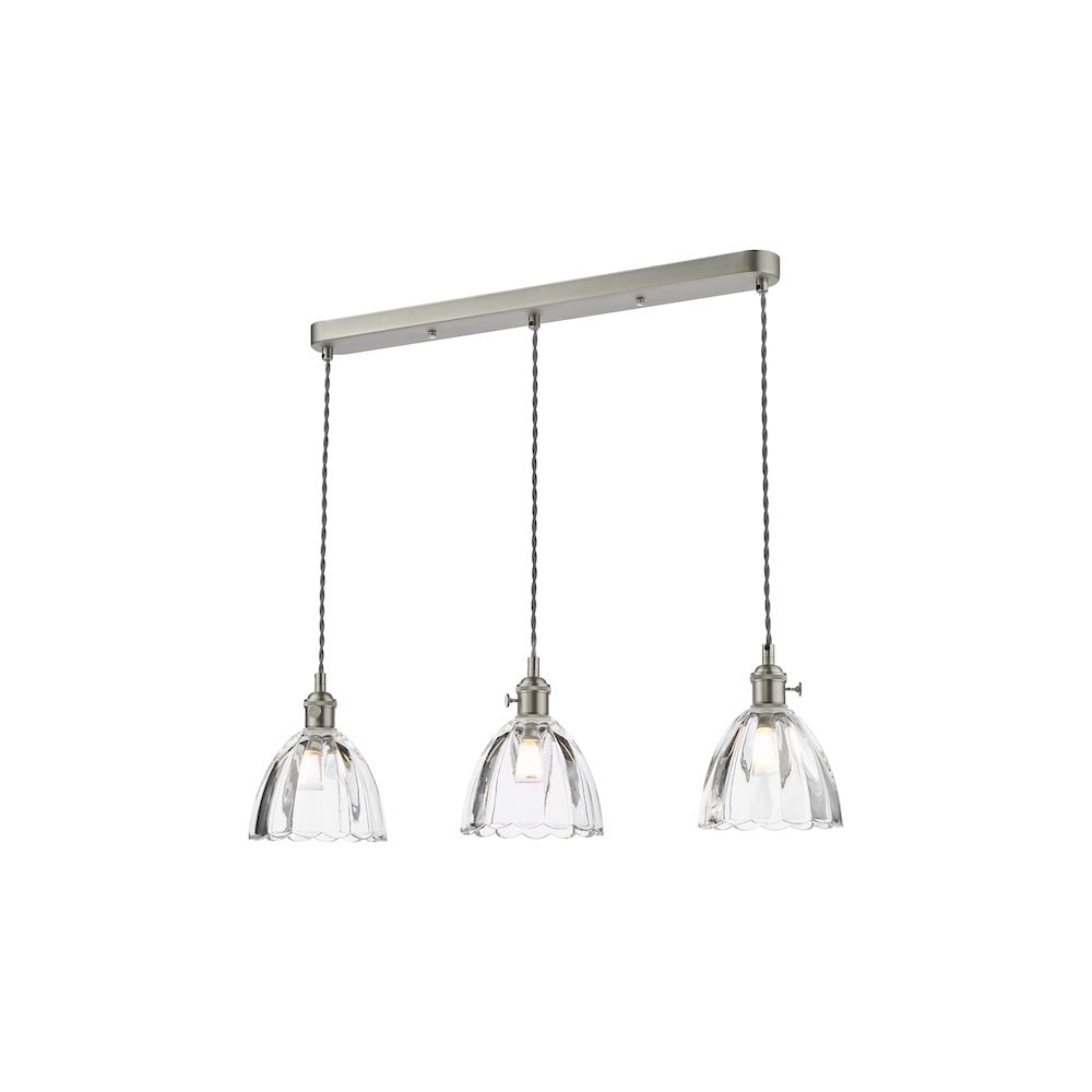 HAD3661-11 Hadano 3 Light Bar Pendant Antique Chrome and Scalloped Bell Glass
