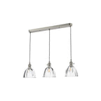 HAD3661-11 Hadano 3 Light Bar Pendant Antique Chrome and Scalloped Bell Glass