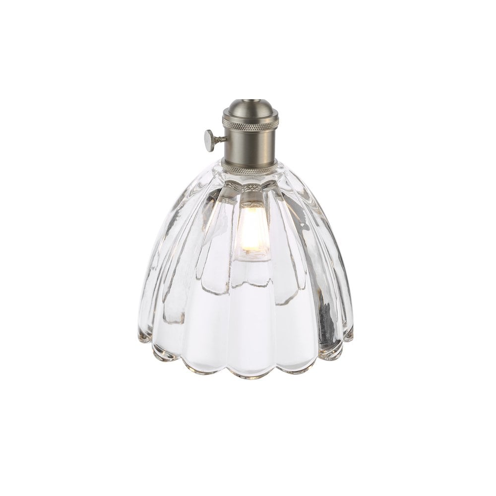 HAD3661-11 Hadano 3 Light Bar Pendant Antique Chrome and Scalloped Bell Glass