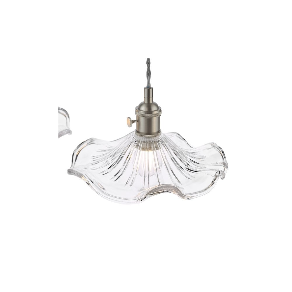 HAD3661-12 Hadano 3 Light Bar Pendant Antique Chrome and Wavy Glass