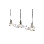 HAD3661-12 Hadano 3 Light Bar Pendant Antique Chrome and Wavy Glass