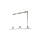 HAD3661-12 Hadano 3 Light Bar Pendant Antique Chrome and Wavy Glass