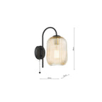 IDR0722-SAW6506 Idra Wall Light Matt Black and Champagne Ribbed Glass
