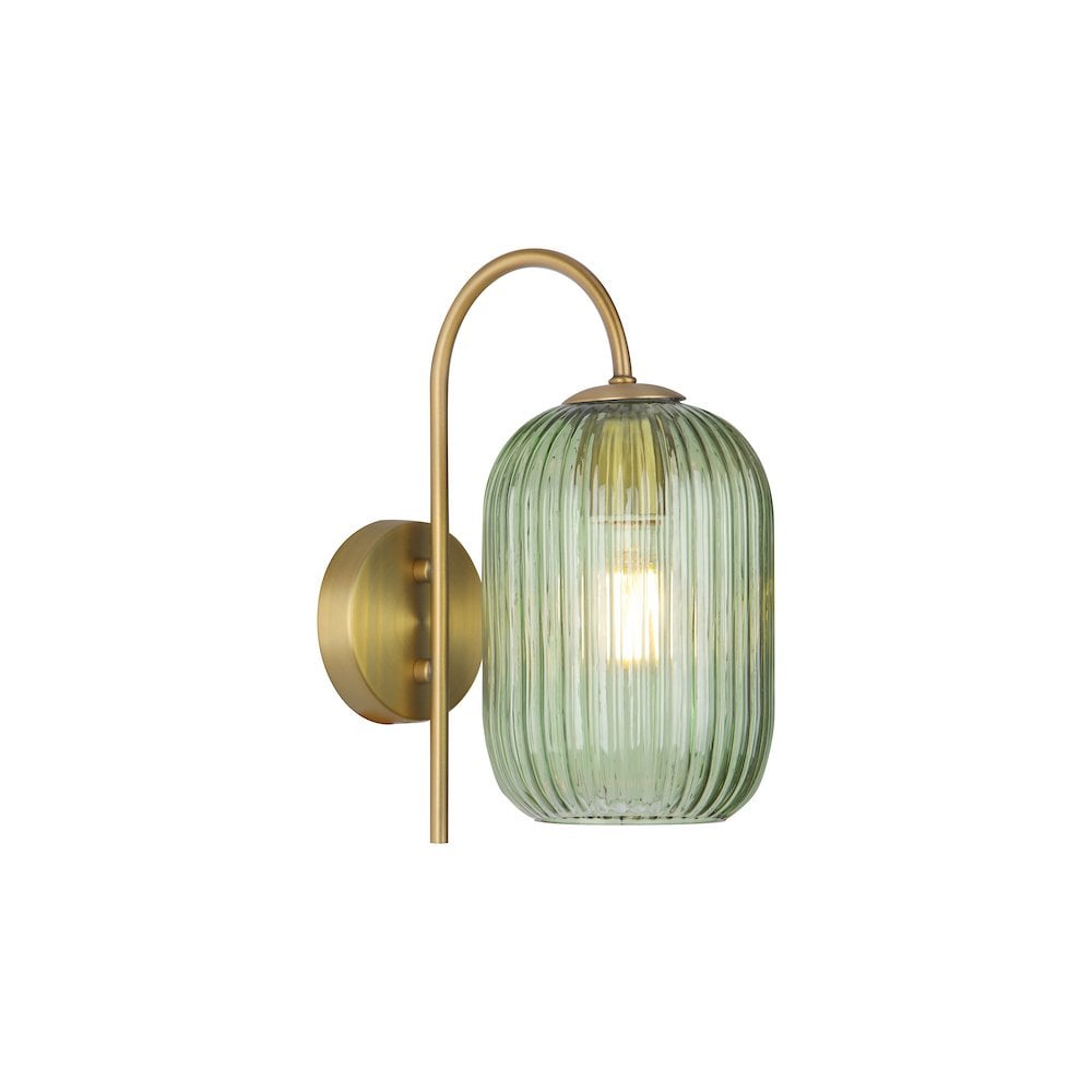 Idra Wall  Light Aged Bronze and Green Ribbed Glass