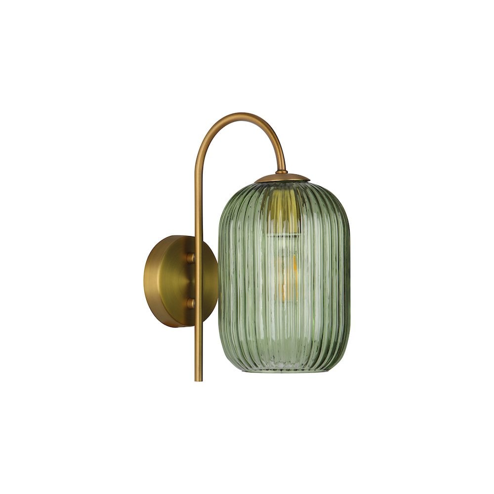 Idra Wall  Light Aged Bronze and Green Ribbed Glass