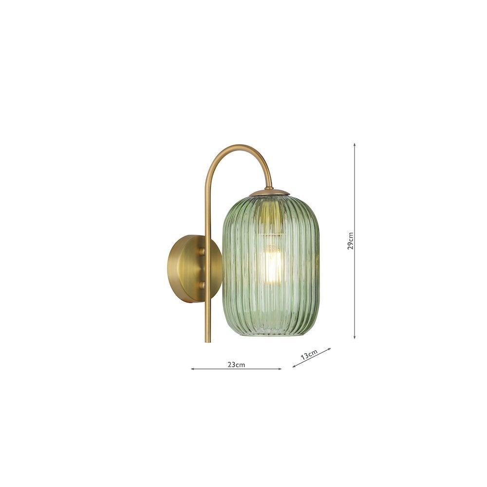 Idra Wall  Light Aged Bronze and Green Ribbed Glass