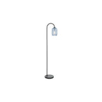 IDR4922-SAW6523 Idra Floor Lamp Satin Black and Blue Ribbed Glass