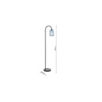 IDR4922-SAW6523 Idra Floor Lamp Satin Black and Blue Ribbed Glass
