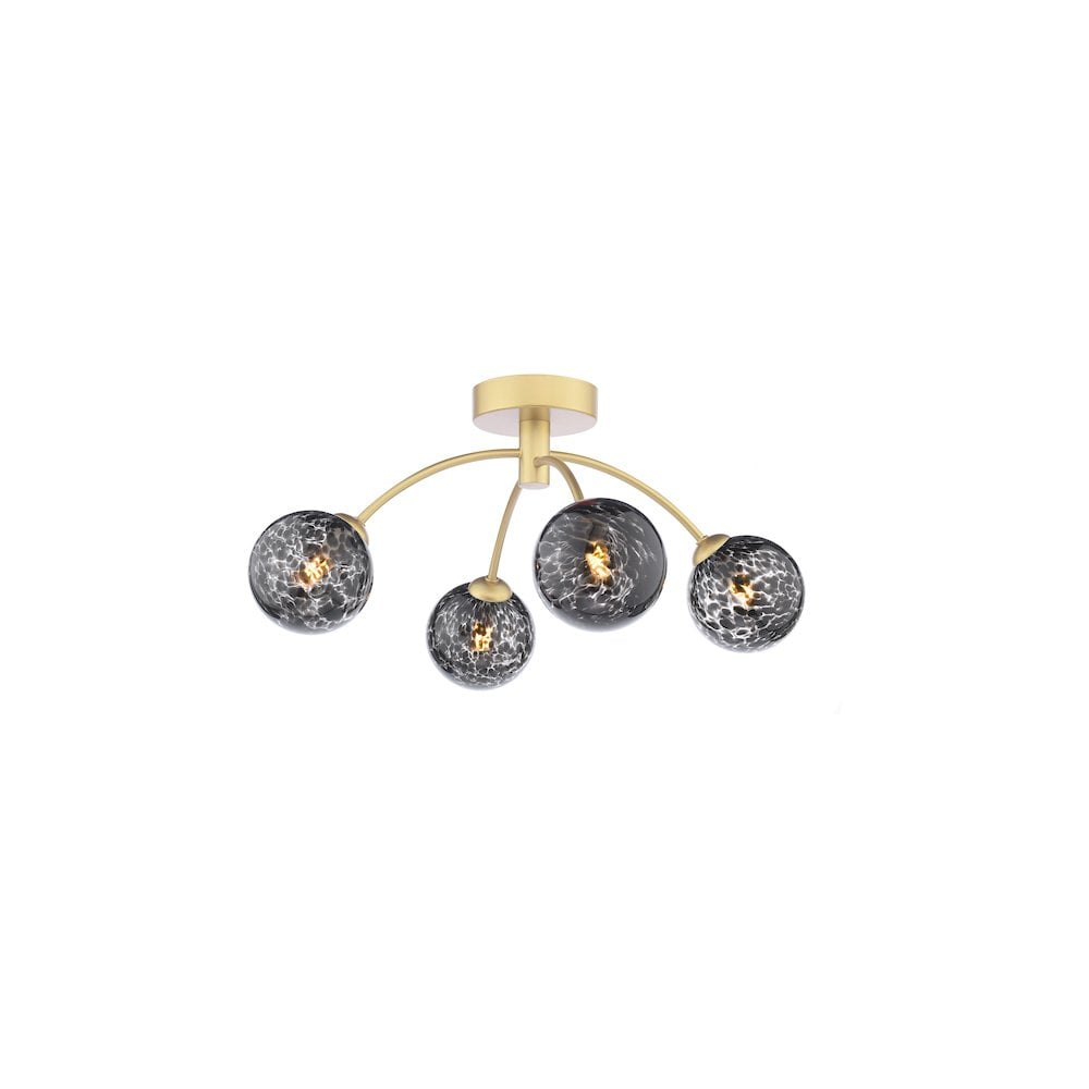 IZZ0435-21 Izzy 4 Light Semi-Flush Polished Gold and Black Confetti Glass