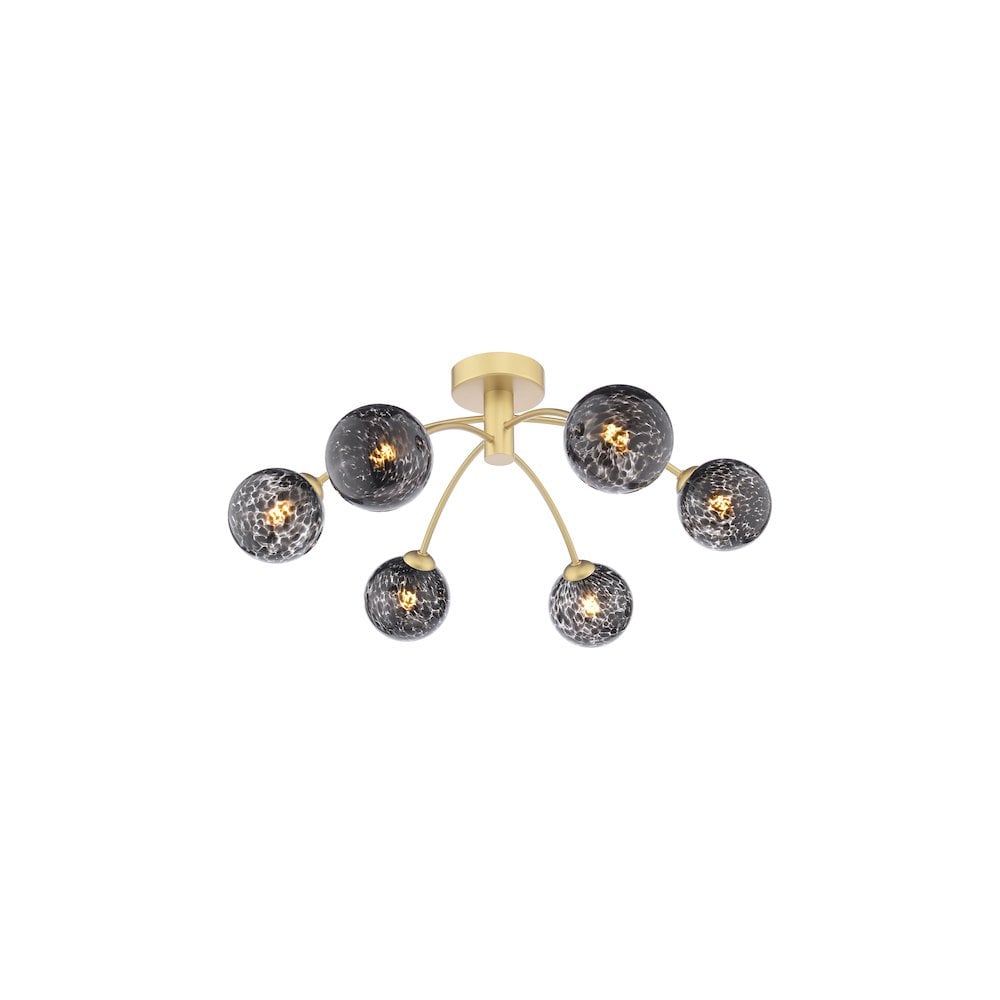 IZZ0635-21 Izzy 6 Light Semi-Flush Polished Gold and Black Confetti Glass