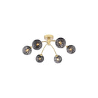 IZZ0635-21 Izzy 6 Light Semi-Flush Polished Gold and Black Confetti Glass