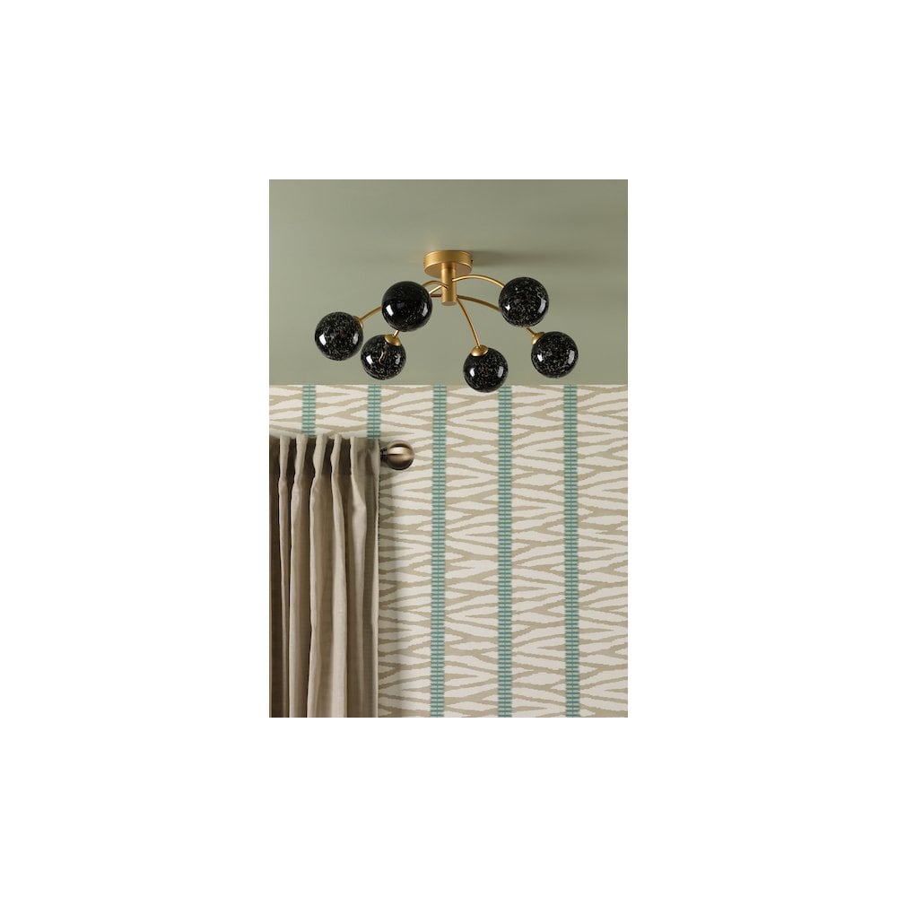 IZZ0635-21 Izzy 6 Light Semi-Flush Polished Gold and Black Confetti Glass