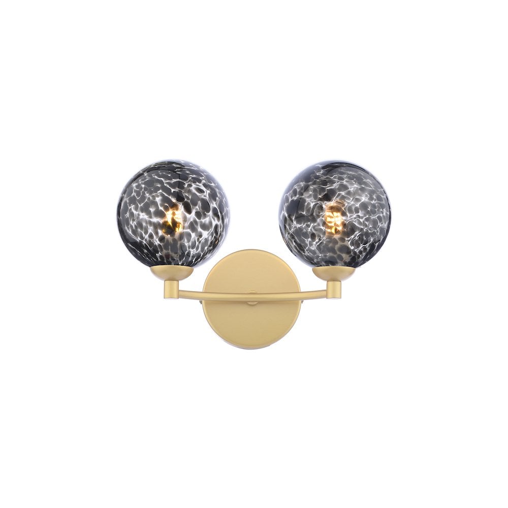 IZZ0935-21 Izzy 2 Light Wall Light Polished Gold and Black Confetti Glass