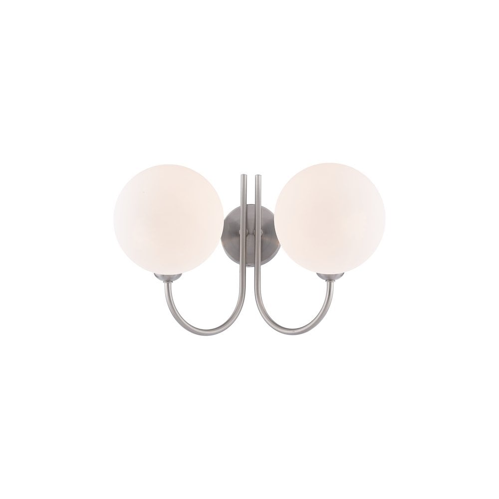 JAR0938-23 Jared 2 Light Wall Light Satin Nickel and Large Opal Glass