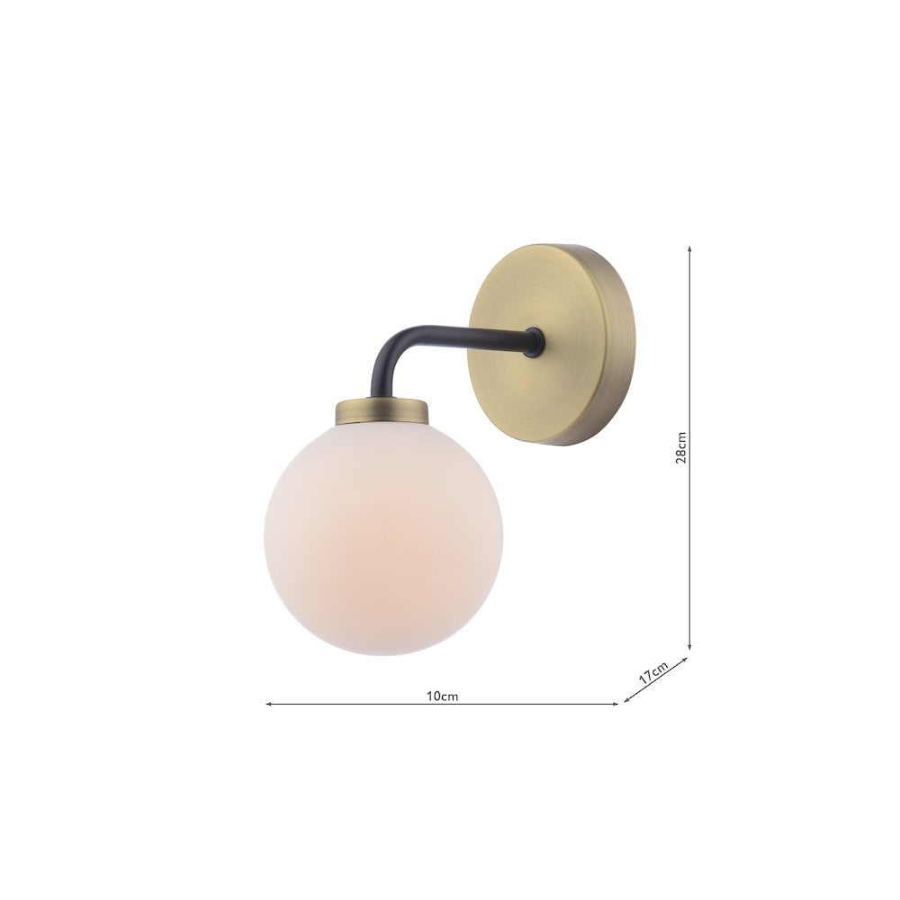 LAI0754-02 Lainey Wall Light Matt Black & Opal Glass