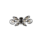LYN4822-01 Lynette 9 Light Semi-Flush Satin Black and Smoked Glass