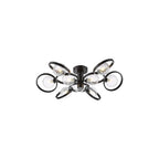 LYN4822-03 Lynette 9 Light Semi-Flush Satin Black and Twisted Glass