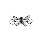 LYN4822-03 Lynette 9 Light Semi-Flush Satin Black and Twisted Glass
