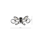 LYN4822-03 Lynette 9 Light Semi-Flush Satin Black and Twisted Glass