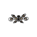 LYN4822-21 Lynette 9 Light Semi-Flush Satin Black and Black Confetti Glass