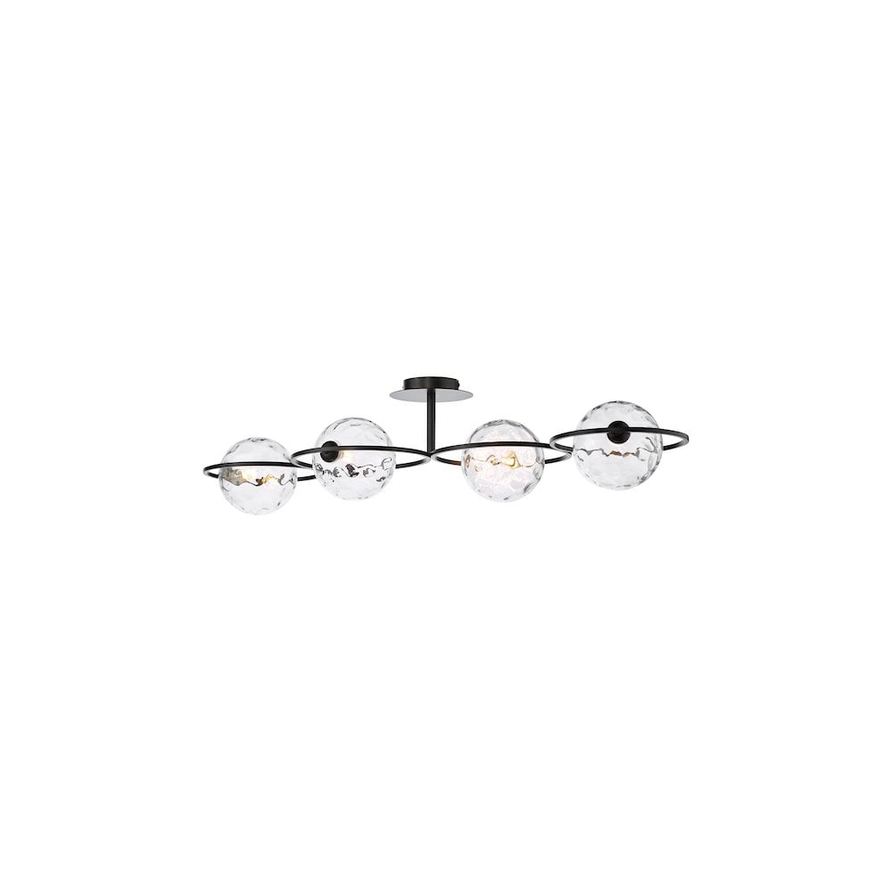 OLY0422-12 Olympus 4 Light Semi-Flush Matt Black and Clear Dimpled Glass