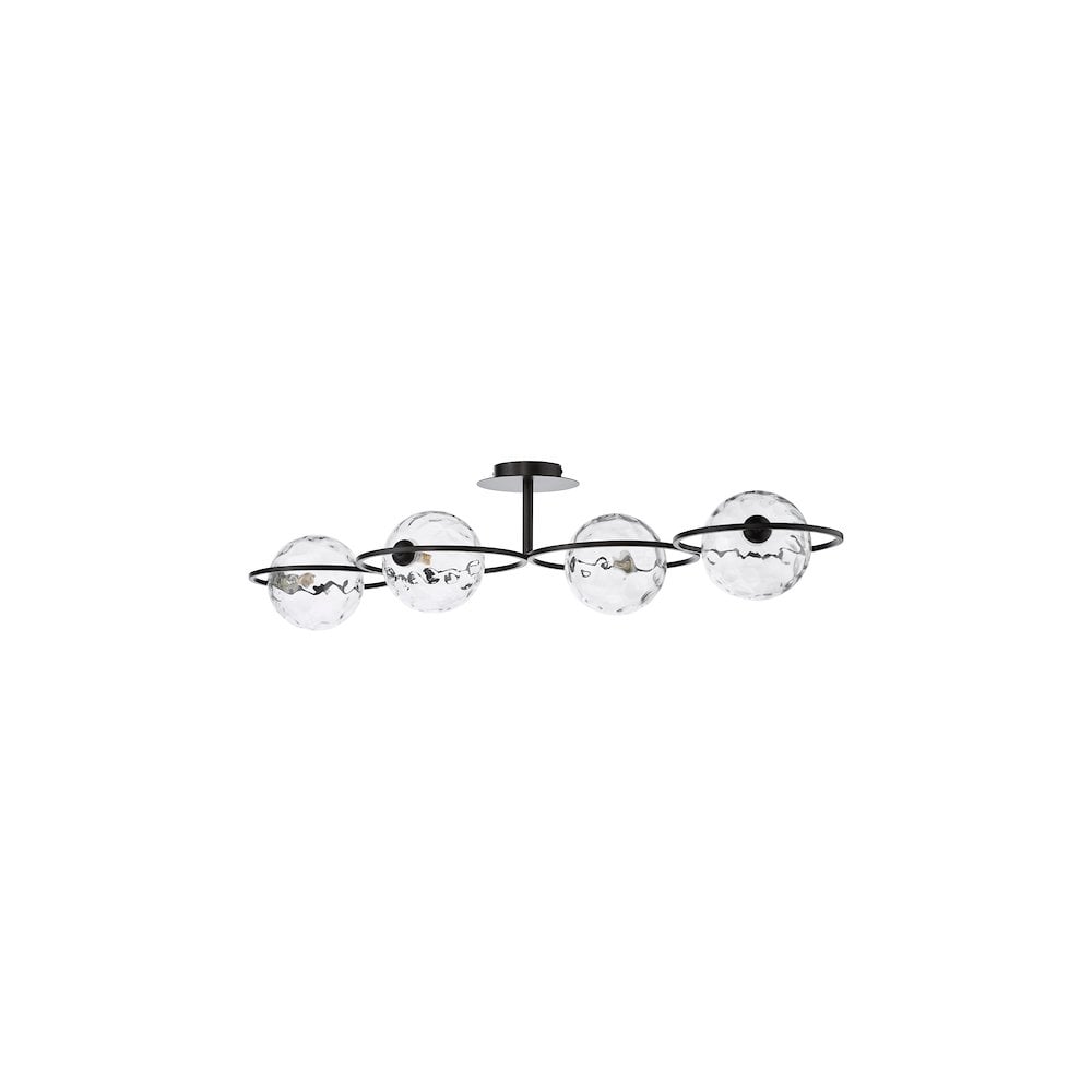 OLY0422-12 Olympus 4 Light Semi-Flush Matt Black and Clear Dimpled Glass