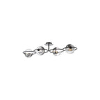 OLY0422-19 Olympus 4 Light Semi-Flush Matt Black and Smoked/Clear Ribbed Glass