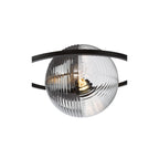 OLY0422-19 Olympus 4 Light Semi-Flush Matt Black and Smoked/Clear Ribbed Glass